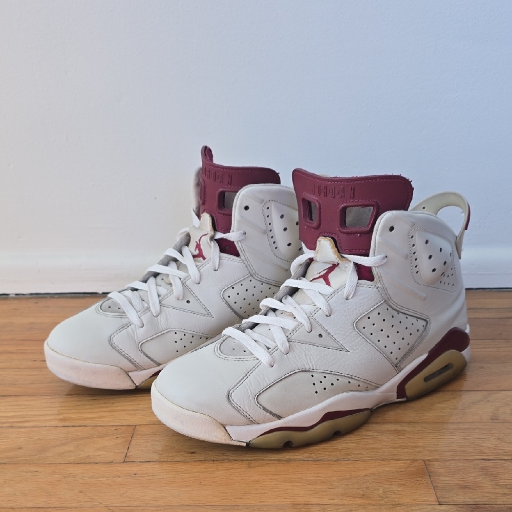 Air Jordan 6 Maroon Mens Nike Retro White Red 384664-116 Size 10.5